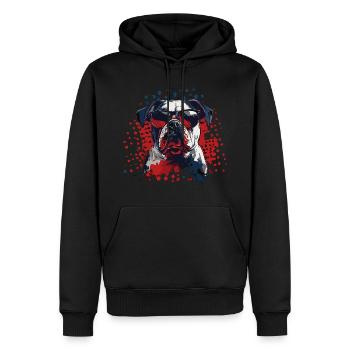 Bouledogue anglais cool avec lunettes de soleil - Sweat à capuche Premium bio Homme - noir - Devant - Nico (187cm)