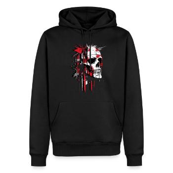 Abstrakter Schädel - Männer Premium Bio Hoodie - Schwarz - Vorne - Nico (187cm)