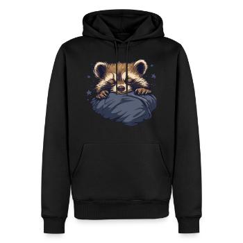 Träumender Waschbär - Männer Premium Bio Hoodie - Schwarz - Vorne - Nico (187cm)