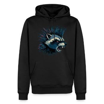 Punk raton laveur en colère - Sweat à capuche Premium bio Homme - noir - Devant - Nico (187cm)