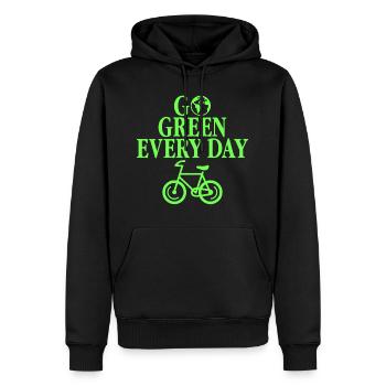 Cycling Go Green Every Day - Men’s Premium Organic Hoodie - black - Front - Nico (187cm)
