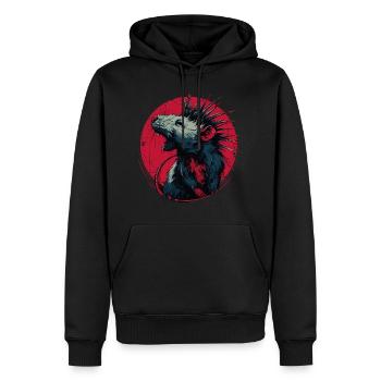 Punk Rock Rat - Sweat à capuche Premium bio Homme - noir - Devant - Nico (187cm)