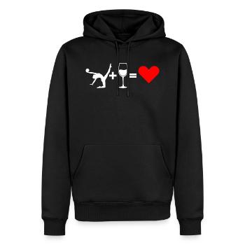 Gymnastique rythmique J'aime le vin de coeur - Sweat à capuche Premium bio Homme - noir - Devant - Nico (187cm)