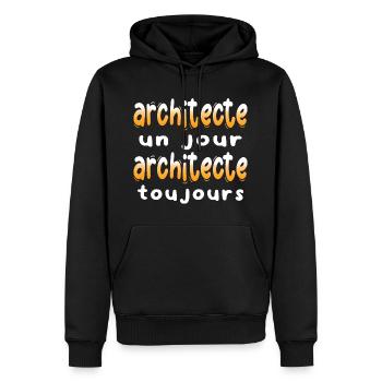 ARCHITECTE JOUR ARCHITECTURE HUMOUR CITATION DRÖLE - Sweat à capuche Premium bio Homme - noir - Devant - Nico (187cm)