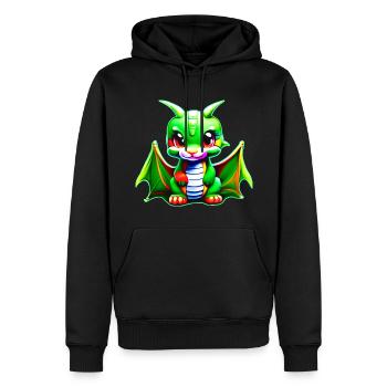 Effronté petit dragon fantaisiste vert mignon - Sweat à capuche Premium bio Homme - noir - Devant - Nico (187cm)
