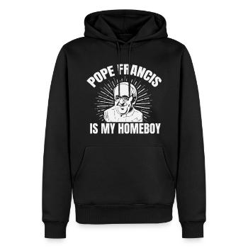 Pope Francis is my Homeboy Papst Kirche Katholisch - Männer Premium Bio Hoodie - Schwarz - Vorne - Nico (187cm)