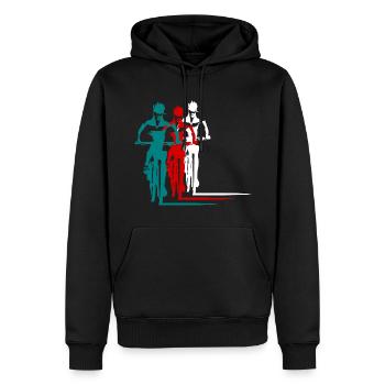 Vélo de route Bike Design Rétro Vintage - Sweat à capuche Premium bio Homme - noir - Devant - Nico (187cm)