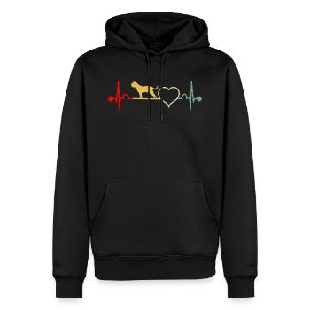 BordeauxDogue DOGUE DE BORDEAUX Battement de coeur Rétro - Sweat à capuche Premium bio Homme - noir - Devant - Nico (187cm)