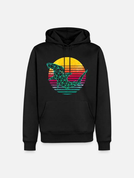Requin-marteau polygonal rétro - Sweat à capuche Premium bio Homme - noir