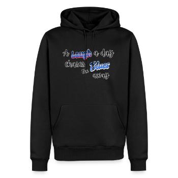 Keep Laughing - Men’s Premium Organic Hoodie - black - Front - Nico (187cm)