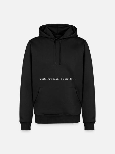 while not dead code() - Männer Premium Bio Hoodie - Schwarz