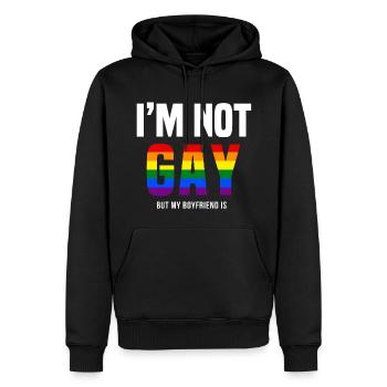Je ne suis pas gay, c’est mon ami. - Sweat à capuche Premium bio Homme - noir - Devant - Nico (187cm)
