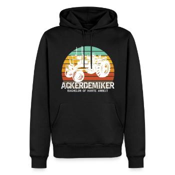 Bauer Geschenk Traktor Bachelor of harte Arbeit - Männer Premium Bio Hoodie - Schwarz - Vorne - Nico (187cm)