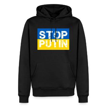 Stop Putin Ukraine War - Men’s Premium Organic Hoodie - black - Front - Nico (187cm)