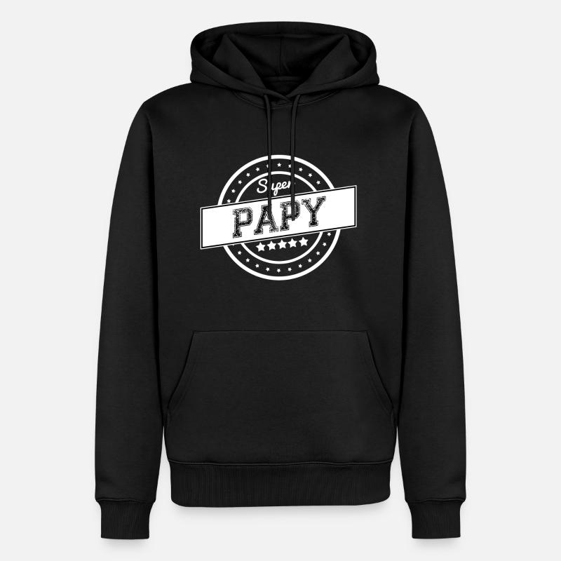 Super papy - blanc - Sweat à capuche Premium bio Homme - noir