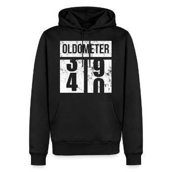 40 Oldometer 40. Geburtstagsgeschenkidee - Männer Premium Bio Hoodie - Schwarz - Vorne - Nico (187cm)
