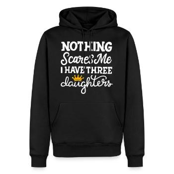 Rien ne me fait peur J'ai la mère de trois filles - Sweat à capuche Premium bio Homme - noir - Devant - Nico (187cm)