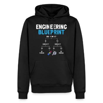 Engineering Blueprint Engineer Duct Tape Repairing - Men’s Premium Organic Hoodie - black - Front - Nico (187cm)
