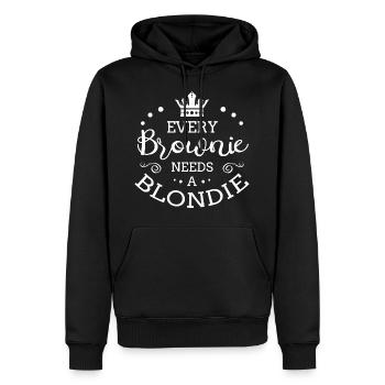 Chaque brownie a besoin d’une blondie - Sweat à capuche Premium bio Homme - noir - Devant - Nico (187cm)