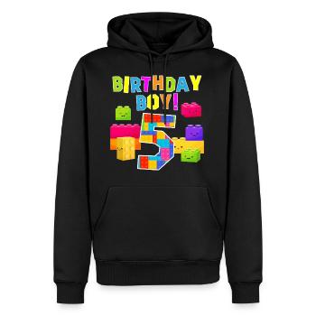Geburtstagsjunge 5 Ziegelsteine 5. Geburtstag - Männer Premium Bio Hoodie - Schwarz - Vorne - Nico (187cm)