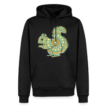 Mandala Eichhörnchen Geometrisches Muster Kunst - Männer Premium Bio Hoodie - Schwarz - Vorne - Nico (187cm)