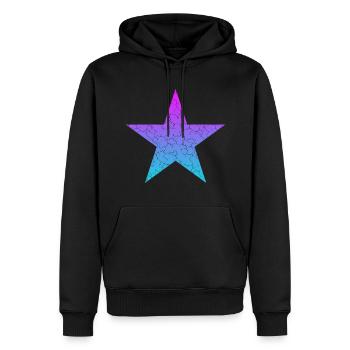 blue star purple star Stern Vintage - Männer Premium Bio Hoodie - Schwarz - Vorne - Nico (187cm)