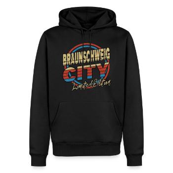 Braunschweig Deutschland Stadt Schrift 80er Stil - Männer Premium Bio Hoodie - Schwarz - Vorne - Nico (187cm)