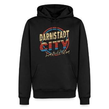 Darmstadt Deutschland Stadt Schrift 80er Stil - Männer Premium Bio Hoodie - Schwarz - Vorne - Nico (187cm)