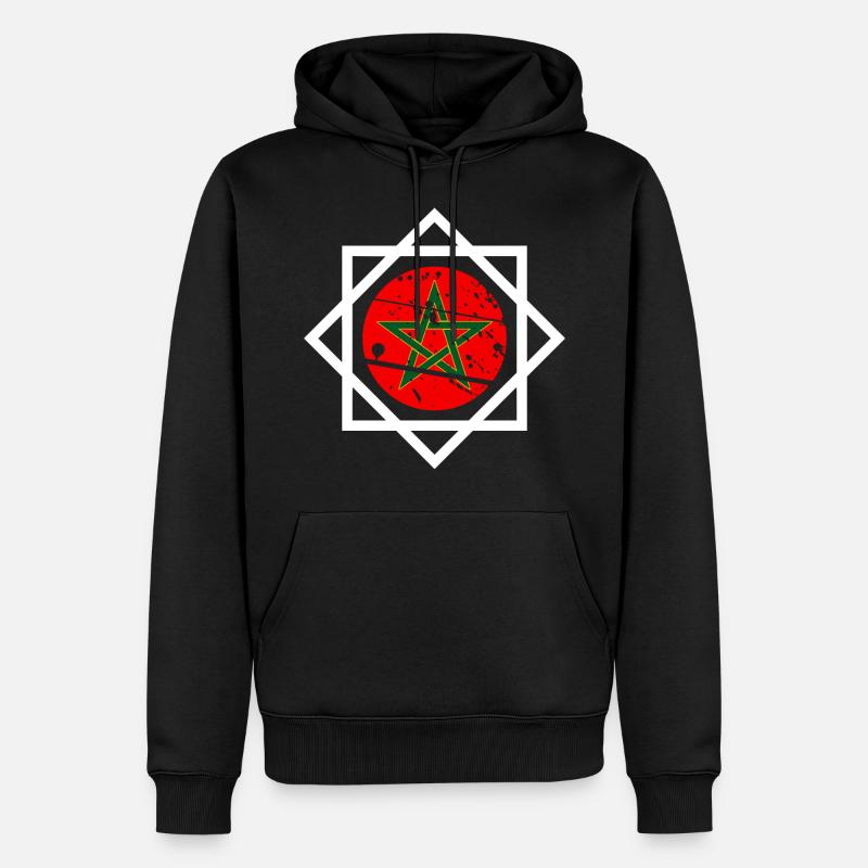 Zellige Marocain - Sweat à capuche Premium bio Homme - noir