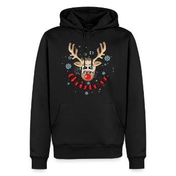 Merry Christmas reindeer - Men’s Premium Organic Hoodie - black - Front - Nico (187cm)
