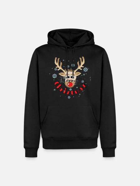 Joyeux renne de Noël - Sweat à capuche Premium bio Homme - noir