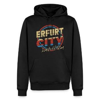 Erfurt Deutschland Stadt Schrift 80er Stil - Männer Premium Bio Hoodie - Schwarz - Vorne - Nico (187cm)