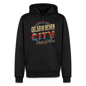 Gelsenkirchen Deutschland Stadt Schrift 80er Stil - Männer Premium Bio Hoodie - Schwarz - Vorne - Nico (187cm)