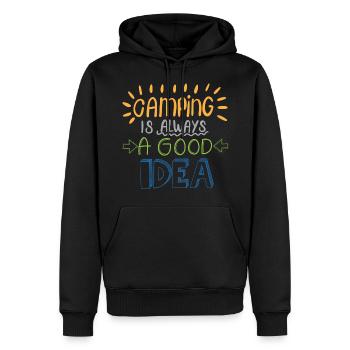 Camping Idea - Männer Premium Bio Hoodie - Schwarz - Vorne - Nico (187cm)