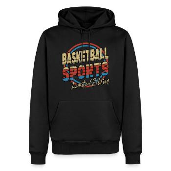 Basketball Sport Schrift 80er Stil Spieler - Männer Premium Bio Hoodie - Schwarz - Vorne - Nico (187cm)