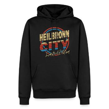 Heilbronn Deutschland Stadt Schrift 80er Stil - Männer Premium Bio Hoodie - Schwarz - Vorne - Nico (187cm)