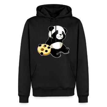 Mignon ours panda avec des biscuits - Sweat à capuche Premium bio Homme - noir - Devant - Nico (187cm)