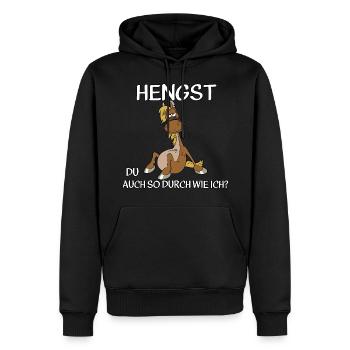Hengst - Männer Premium Bio Hoodie - Schwarz - Vorne - Nico (187cm)
