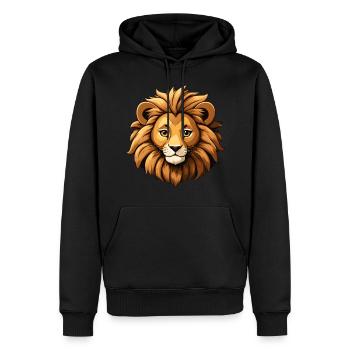 Löwe - Männer Premium Bio Hoodie - Schwarz - Vorne - Nico (187cm)