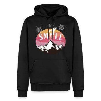 "Smile" Skiing Mountains Ski Holiday Ski - Men’s Premium Organic Hoodie - black - Front - Nico (187cm)