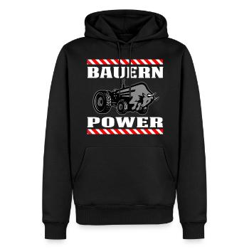 Bauern Power - Männer Premium Bio Hoodie - Schwarz - Vorne - Nico (187cm)