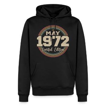 Mai 1972 Vintage Nées En Mai 1972 Anniversaire - Sweat à capuche Premium bio Homme - noir - Devant - Nico (187cm)