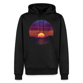 Rétro coucher de soleil extérieur océan des années 80 Vintage - Sweat à capuche Premium bio Homme - noir - Devant - Nico (187cm)