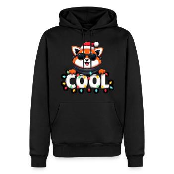 Panda roux cool - Sweat à capuche Premium bio Homme - noir - Devant - Nico (187cm)