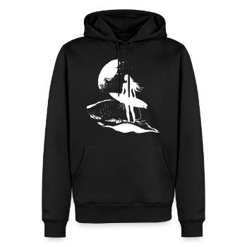 Surfeur - Sweat à capuche Premium bio Homme - noir - Devant - Nico (187cm)