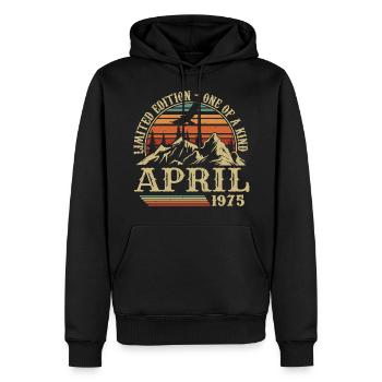 Meilleur Cadeau D'anniversaire Avril 1975 - Sweat à capuche Premium bio Homme - noir - Devant - Nico (187cm)