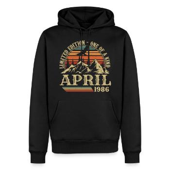 Meilleur Cadeau D'anniversaire Avril 1986 - Sweat à capuche Premium bio Homme - noir - Devant - Nico (187cm)