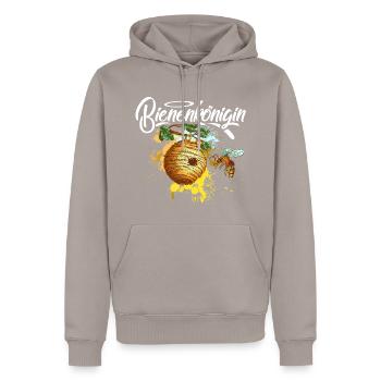 Bienenkönigin Imkerin - Männer Premium Bio Hoodie - Taupe - Vorne - Nico (187cm)