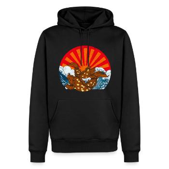 Art japonais - Sweat à capuche Premium bio Homme - noir - Devant - Nico (187cm)