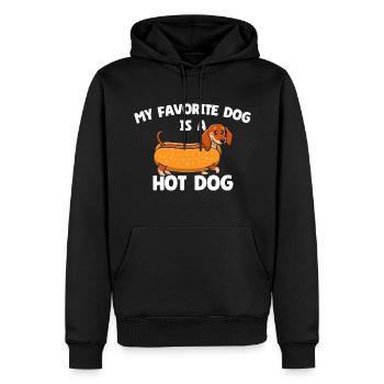 My Favorite Dog Is A Hot Dog - Men’s Premium Organic Hoodie - black - Front - Nico (187cm)